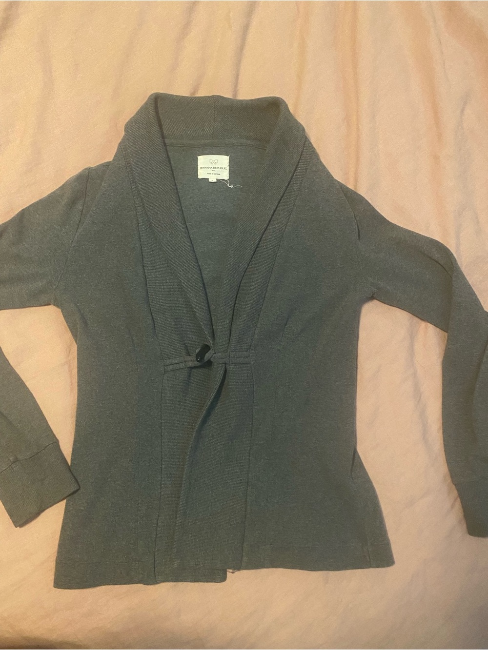 Banana Republic Gray Shawl-Collar Button-Loop Cardigan